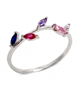 Ring Silver 925° Rosette with colorful navettes