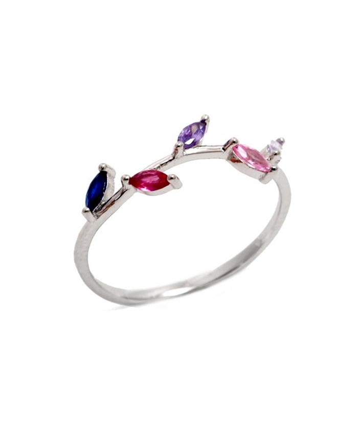 Ring Silver 925° Rosette with colorful navettes