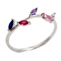Ring Silver 925° Rosette with colorful navettes