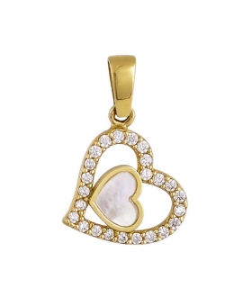 Necklace Gold Κ14 Double Heart 2