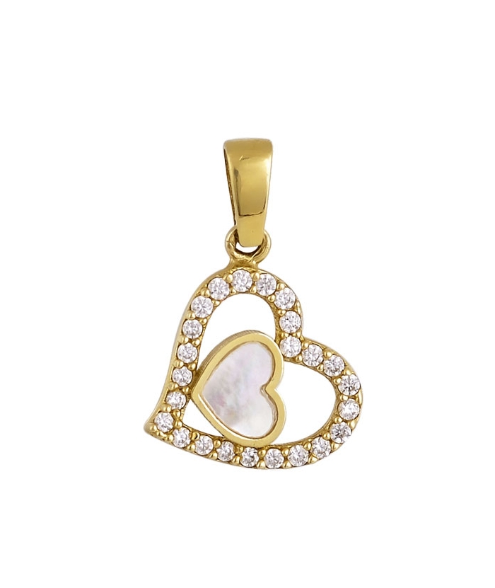 Necklace Gold Κ14 Double Heart