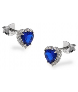 Earrings Silver Rozetes with sapphire