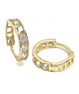 Earrings hoop gold K14 Zircons in line