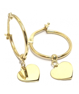 Earrings hoop gold K14 with hearts