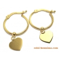 Earrings hoop gold K14 with hearts