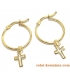 Earrings hoop gold K14 with crosses