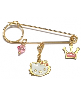 Παιδικό Φυλαχτό Ασημένιο 925° Hello Kitty & κορώνα