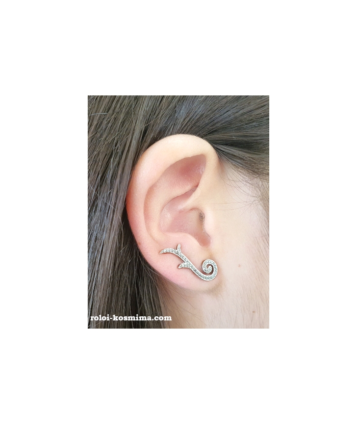 Σκουλαρίκια Ασημένια ear-climber Σπείρα