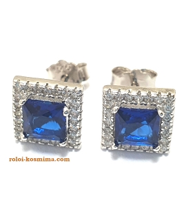 Earrings Silver Rozetes with sapphire 2