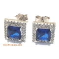 Earrings Silver Rozetes with sapphire