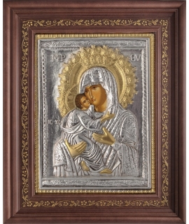 Silver icon 'Mary' glass 35x43cm