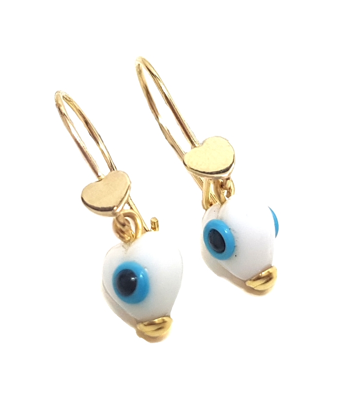 Earrings children Gold 'White Hearts'