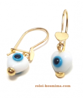 Earrings children Gold 'White Hearts' 2