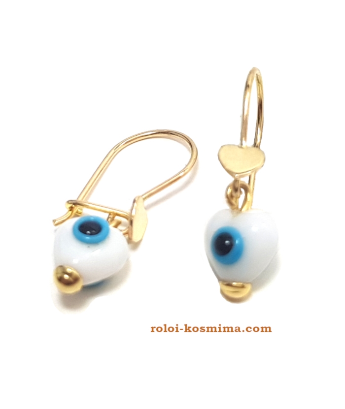 Earrings children Gold 'White Hearts'