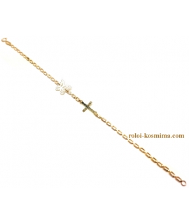 Bracelet Gold ''Butterfly and Cross'' 2