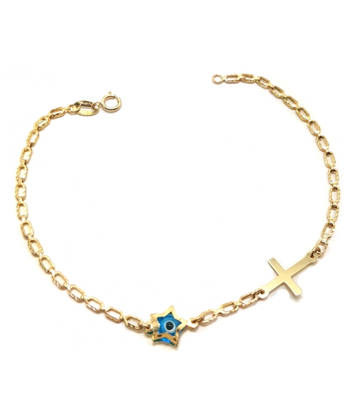 Bracelet Gold ''Star-Eye and Cross''