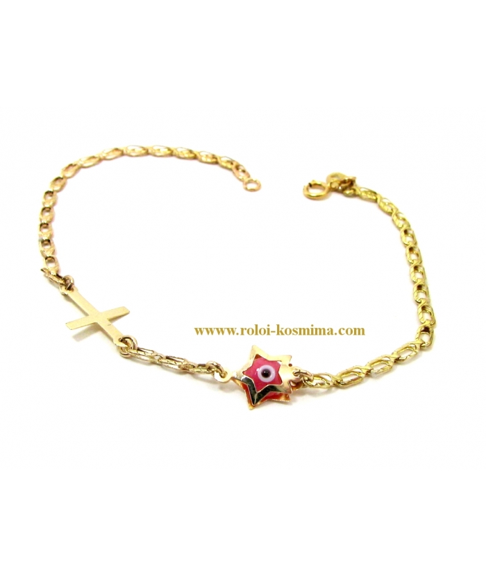 Bracelet Gold ''Eye and Cross''