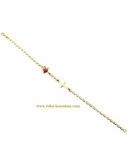 Bracelet Gold ''Eye and Cross''