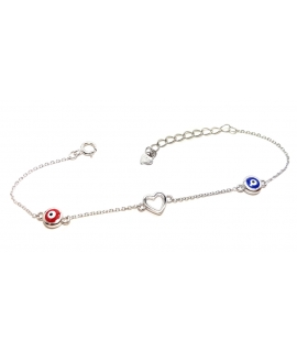 Bracelet Child Silver "Heart and eyes"