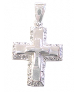 Cross Baptism whitegold K14 Zirgons