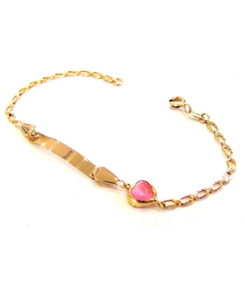 Child name Bracelet Gold 'Pink Heart'