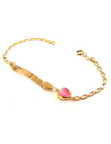 Child name Bracelet Gold 'Pink Heart'