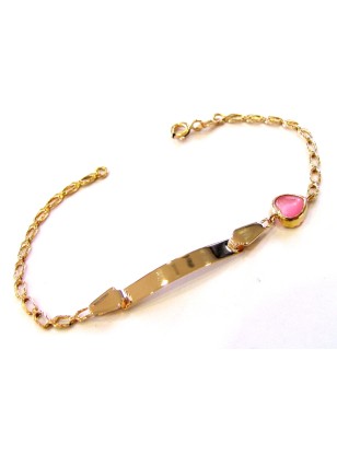 Child name Bracelet Gold 'Pink Heart' 2