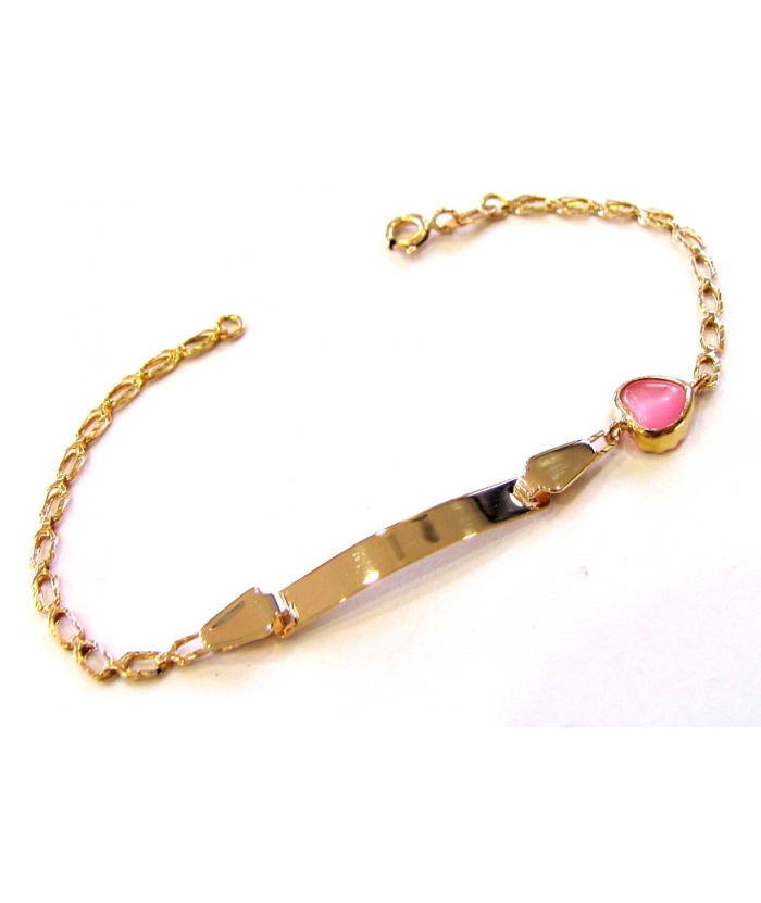 Child name Bracelet Gold 'Pink Heart'