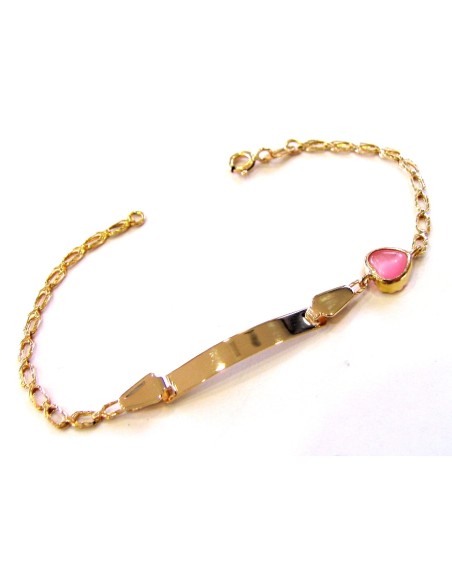 Child name Bracelet Gold 'Pink Heart'