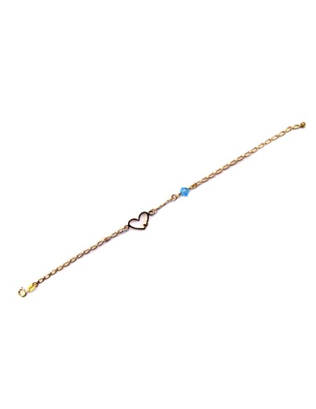Bracelet gold with heart and Aquamarine