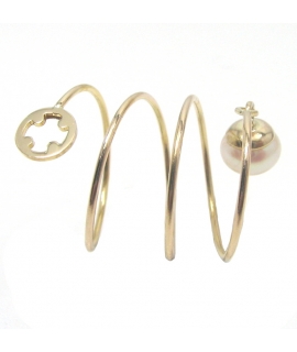 Fancy Gold Ring K14 'Modern elastic' with pearl. 2