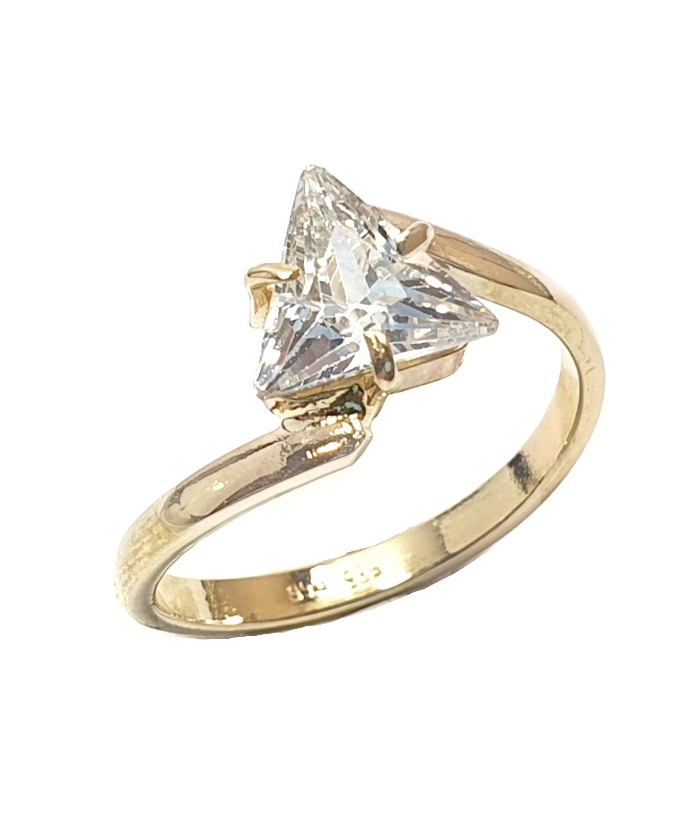 Ring gold K14 'triangle zirgon'