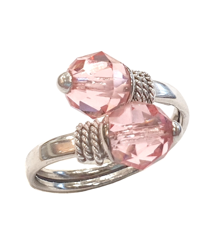 Ring white-gold 'pink stones'
