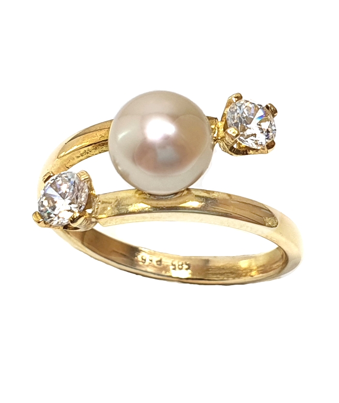 Ring gold K14 with pearl