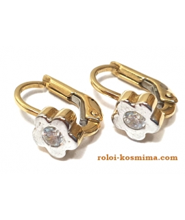 Earrings Gold half-hanging "Daisies" 2
