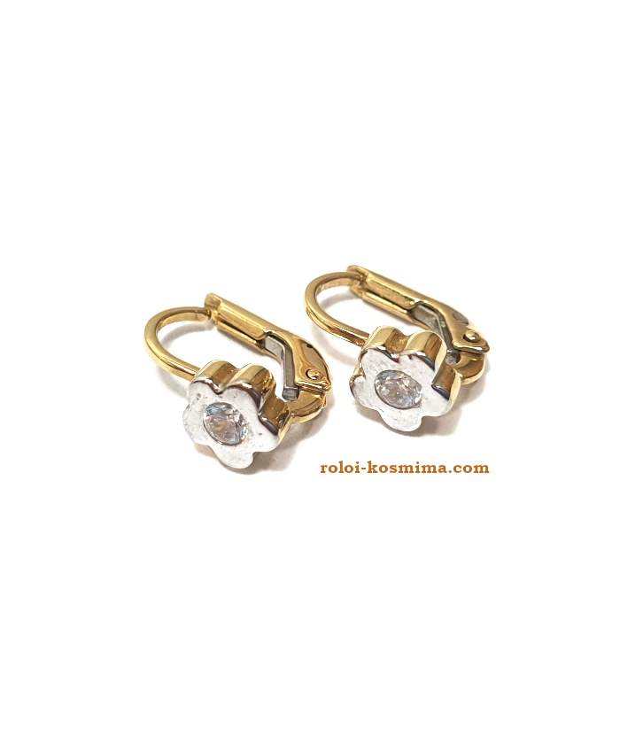 Earrings Gold half-hanging "Daisies"
