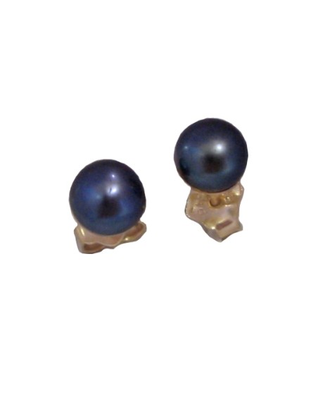 Earrings gold K14 'Black Pearl'