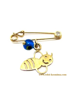 Child Pendant Gold "Bee + eye" 2