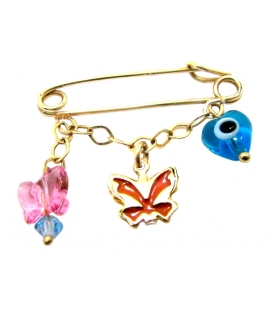 Child Pendant Gold "Butterflies + eye"