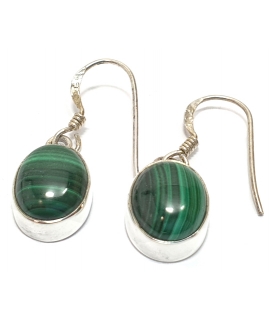 Earrings Silver with green stone