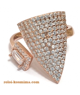 Ring Silver "Modern triangle" Rosegold 2