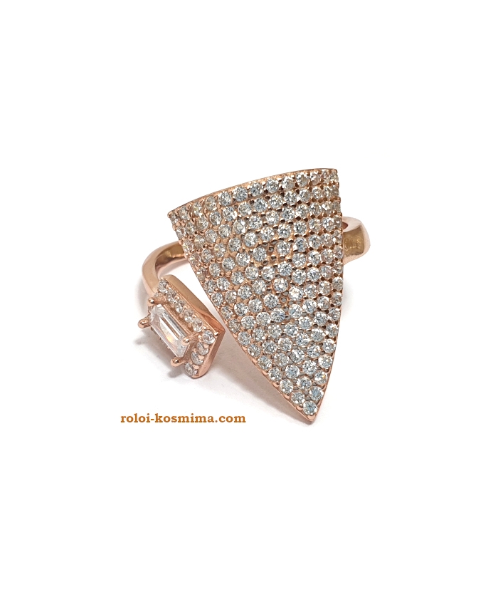 Ring Silver "Modern triangle" Rosegold