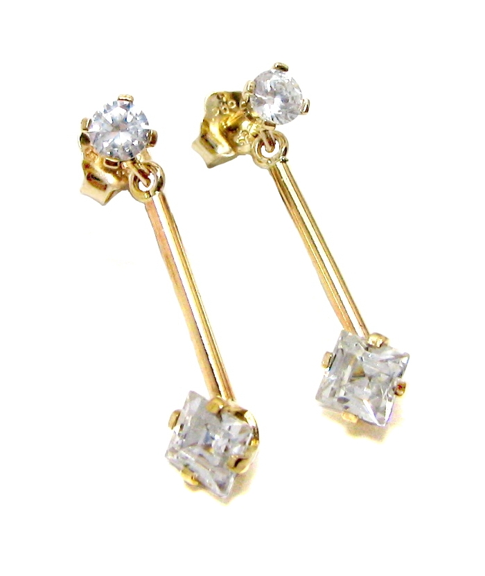 Earrings hanging gold 'Line'