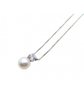 ΚΟΛΙΕ ΛΕΥΚΟΧΡΥΣΟ Κ14 'Pearl & Zircon'