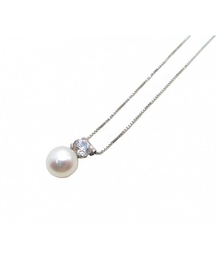 ΚΟΛΙΕ ΛΕΥΚΟΧΡΥΣΟ Κ14 'Pearl & Zircon'