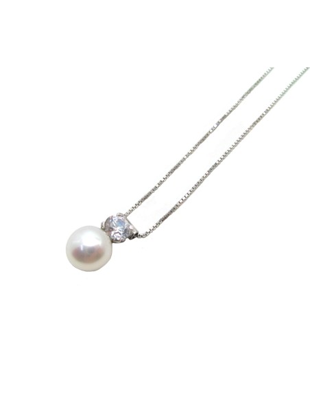ΚΟΛΙΕ ΛΕΥΚΟΧΡΥΣΟ Κ14 'Pearl & Zircon'