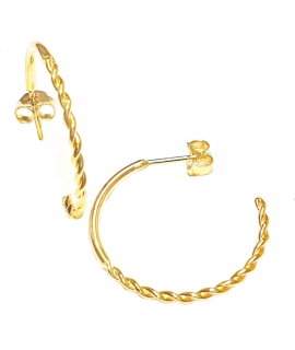 Earrings hoop gold K14 with crosses 2