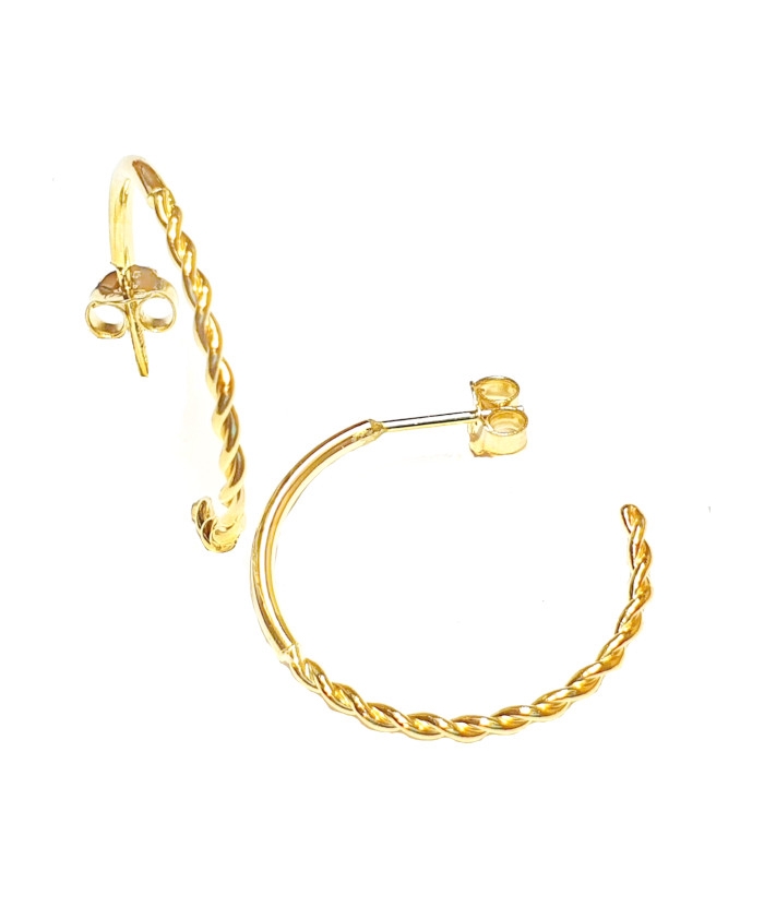 Earrings hoop gold K14 with crosses