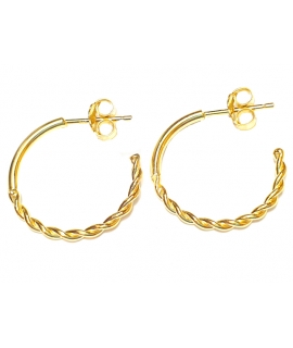 Earrings hoop gold K14 with crosses 2