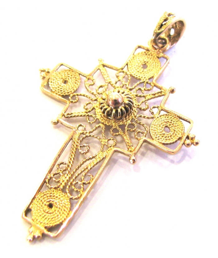 Antique Gold handmade cross 'Filigram'
